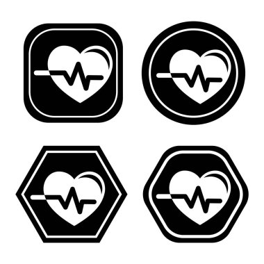Kardiyo kalp logo ikonu vektör çizim şablonu izole edildi. Kalp atışı simgesi vektör illüstrasyon logo şablonu herhangi bir amaç için. 