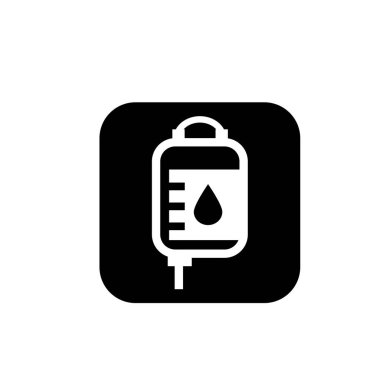 Kan torbası ikonu, damar içi logo ikonu vektör illüstrasyon logosu izole şablon. Kan torbası simgesi vektör çizim logo şablonu herhangi bir amaç için.