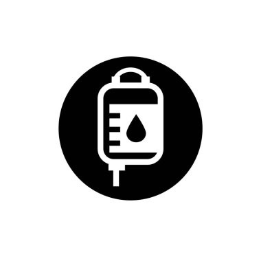 Kan torbası ikonu, damar içi logo ikonu vektör illüstrasyon logosu izole şablon. Kan torbası simgesi vektör çizim logo şablonu herhangi bir amaç için.