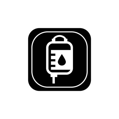 Kan torbası ikonu, damar içi logo ikonu vektör illüstrasyon logosu izole şablon. Kan torbası simgesi vektör çizim logo şablonu herhangi bir amaç için.