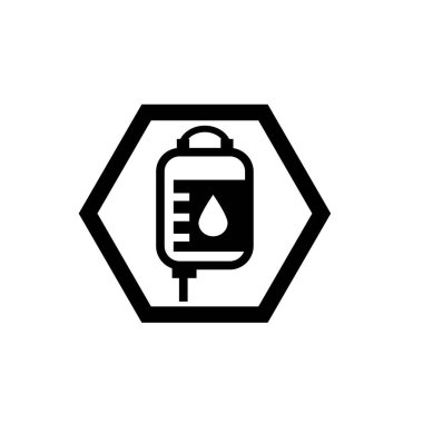 Kan torbası ikonu, damar içi logo ikonu vektör illüstrasyon logosu izole şablon. Kan torbası simgesi vektör çizim logo şablonu herhangi bir amaç için.