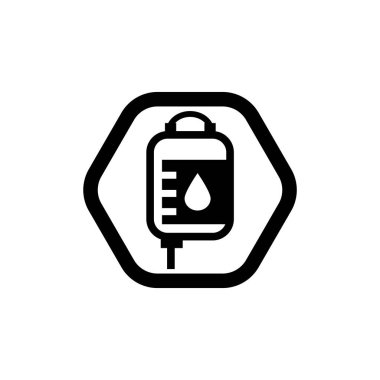 Kan torbası ikonu, damar içi logo ikonu vektör illüstrasyon logosu izole şablon. Kan torbası simgesi vektör çizim logo şablonu herhangi bir amaç için.