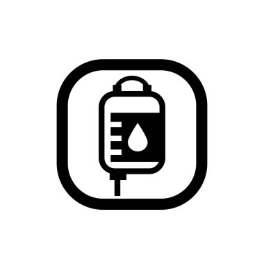 Kan torbası ikonu, damar içi logo ikonu vektör illüstrasyon logosu izole şablon. Kan torbası simgesi vektör çizim logo şablonu herhangi bir amaç için.