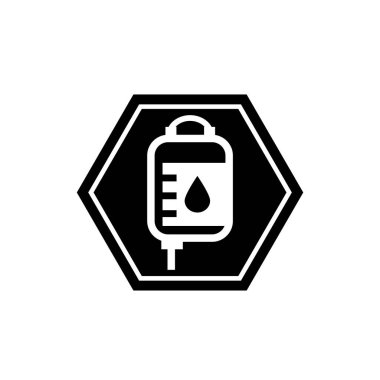 Kan torbası ikonu, damar içi logo ikonu vektör illüstrasyon logosu izole şablon. Kan torbası simgesi vektör çizim logo şablonu herhangi bir amaç için.