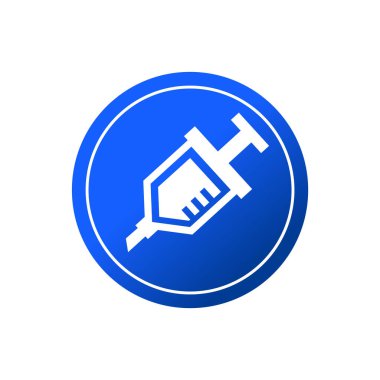 Şırınga logosu vektör çizim şablonu izole edildi. Herhangi bir amaç için enjeksiyon aygıtı ikon vektör illüstrasyon logo şablonu.