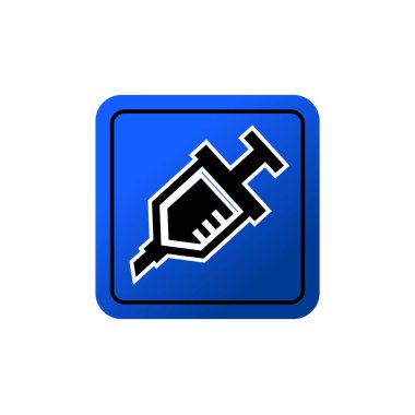 Şırınga logosu vektör çizim şablonu izole edildi. Herhangi bir amaç için enjeksiyon aygıtı ikon vektör illüstrasyon logo şablonu.