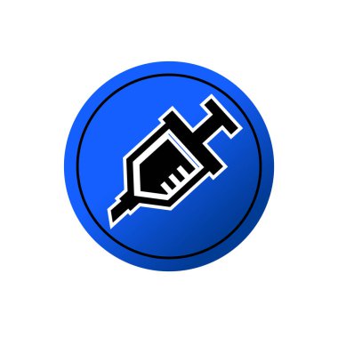Şırınga logosu vektör çizim şablonu izole edildi. Herhangi bir amaç için enjeksiyon aygıtı ikon vektör illüstrasyon logo şablonu.