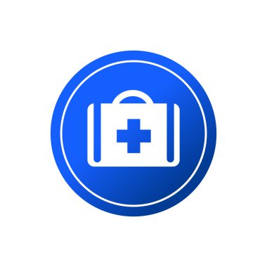 Tıbbi bavul sembolü düz ikon vektör illüstrasyon logosu izole şablon. Tıbbi torba simge vektör illüstrasyon logo şablonu herhangi bir amaç için.