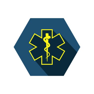 Tıbbi sembol logo ikonu vektör illüstrasyon logosu izole şablonu. Herhangi bir amaç için bir kaldıraç simgesi vektör illüstrasyon logo şablonuna sarılmış yılan.