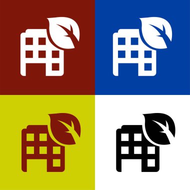 Eko binası logo ikonu vektör illüstrasyon logosu izole edilmiş şablon. Sağlıklı ev sembolleri simge vektör illüstrasyon logo şablonu herhangi bir amaç için izole.