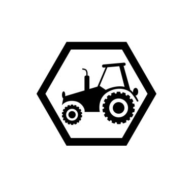 çiftlik traktörü sembolü. Çiftlik traktörü ikonu. tarımsal traktör logosu.