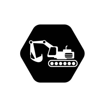 Kazı ikonu. Endüstriyel ağır iş araç sembolü.
