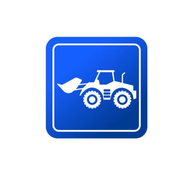 Buldozer traktörü ya da kazıcı ikonu. Endüstriyel ağır iş aracı