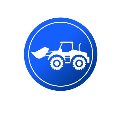 Buldozer traktörü ya da kazıcı ikonu. Endüstriyel ağır iş aracı