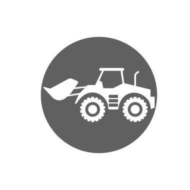 Buldozer traktörü ya da kazıcı ikonu. Endüstriyel ağır iş aracı