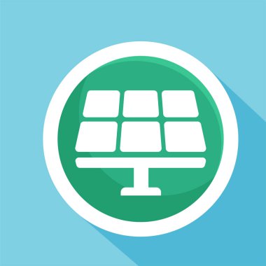 Güneş paneli elektrik jeneratörü sembolü. Güneş paneli simgesi. Güneş enerjili elektrik logosu.
