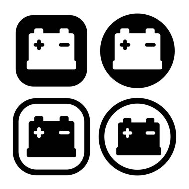 Elektrikli sıvı pil sembolü. Pozitif ve negatif kutuplu elektrik pil simgesi.