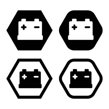 Elektrikli sıvı pil sembolü. Pozitif ve negatif kutuplu elektrik pil simgesi.