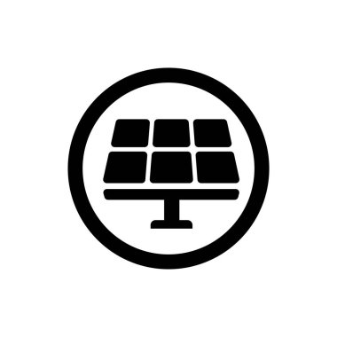 Güneş paneli elektrik jeneratörü sembolü. Güneş paneli simgesi. Güneş enerjili elektrik logosu.