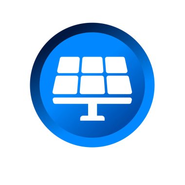 Güneş paneli elektrik jeneratörü sembolü. Güneş paneli simgesi. Güneş enerjili elektrik logosu.