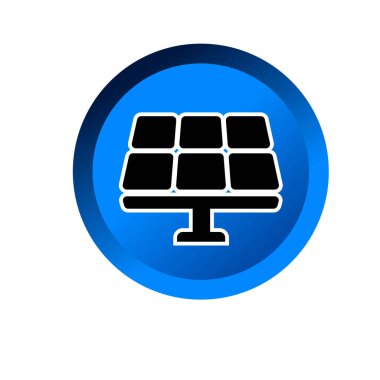 Güneş paneli elektrik jeneratörü sembolü. Güneş paneli simgesi. Güneş enerjili elektrik logosu.