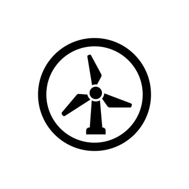 Rüzgar türbini sembolü. Elektrik jeneratörü logosu veya simgesi için rüzgar türbini.
