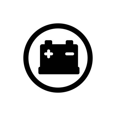 Elektrikli sıvı pil sembolü. Pozitif ve negatif kutuplu elektrik pil simgesi.