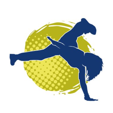 Modern dansçı pozunun silueti. Hip hop dansı yapan genç bir kızın silueti.