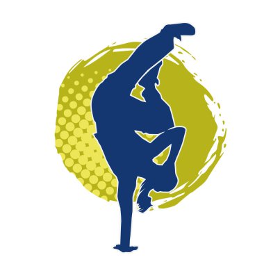 Modern dansçı pozunun silueti. Hip hop dansı yapan genç bir kızın silueti.