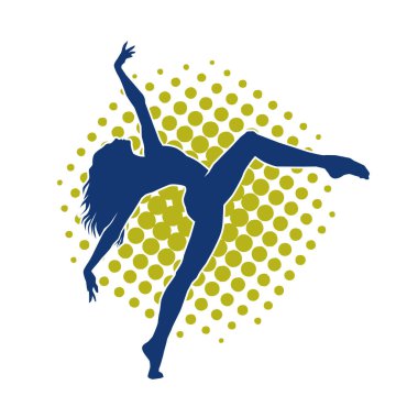 Modern dansçı pozunun silueti. Hip hop dansı yapan genç bir kızın silueti.