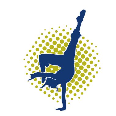 Modern dansçı pozunun silueti. Hip hop dansı yapan genç bir kızın silueti.