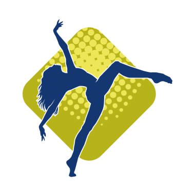 Modern dansçı pozunun silueti. Hip hop dansı yapan genç bir kızın silueti.