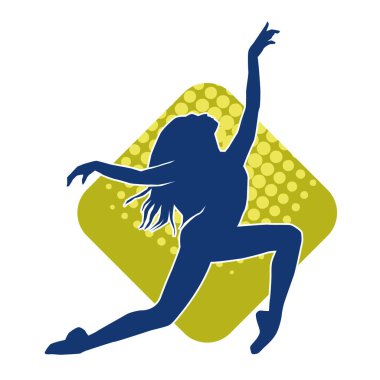 Modern dansçı pozunun silueti. Hip hop dansı yapan genç bir kızın silueti.