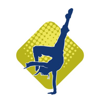Modern dansçı pozunun silueti. Hip hop dansı yapan genç bir kızın silueti.