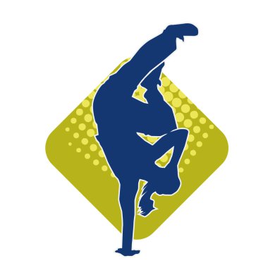 Modern dansçı pozunun silueti. Hip hop dansı yapan genç bir kızın silueti.