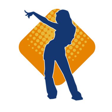 Modern dansçı pozunun silueti. Hip hop dansı yapan genç bir kızın silueti.