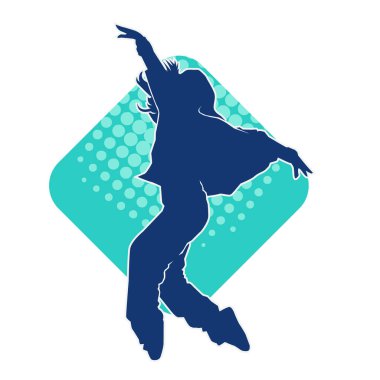 Modern dansçı pozunun silueti. Hip hop dansı yapan genç bir kızın silueti.