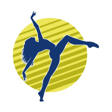 Modern dansçı pozunun silueti. Hip hop dansı yapan genç bir kızın silueti.