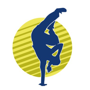 Modern dansçı pozunun silueti. Hip hop dansı yapan genç bir kızın silueti.