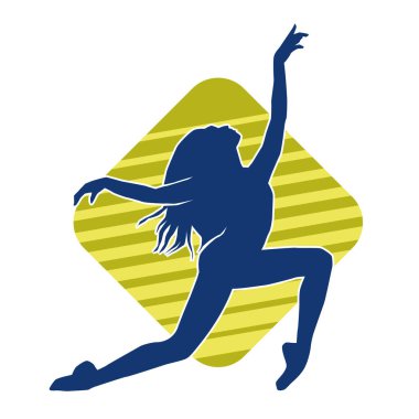 Modern dansçı pozunun silueti. Hip hop dansı yapan genç bir kızın silueti.
