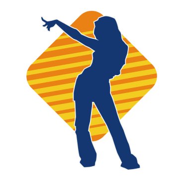 Modern dansçı pozunun silueti. Hip hop dansı yapan genç bir kızın silueti.