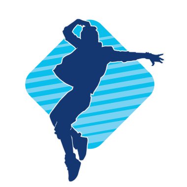 Modern dansçı pozunun silueti. Hip hop dansı yapan genç bir kızın silueti.