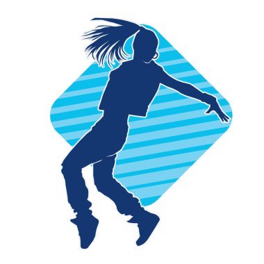 Modern dansçı pozunun silueti. Hip hop dansı yapan genç bir kızın silueti.