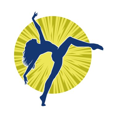 Modern dansçı pozunun silueti. Hip hop dansı yapan genç bir kızın silueti.