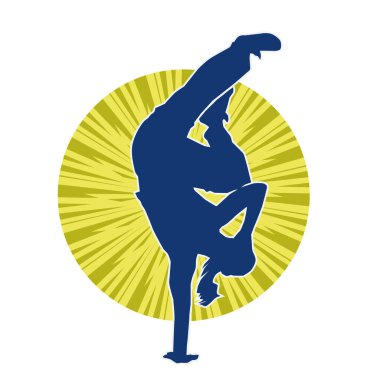 Modern dansçı pozunun silueti. Hip hop dansı yapan genç bir kızın silueti.