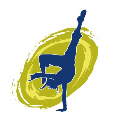 Modern dansçı pozunun silueti. Hip hop dansı yapan genç bir kızın silueti.