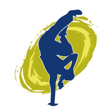 Modern dansçı pozunun silueti. Hip hop dansı yapan genç bir kızın silueti.