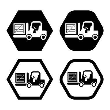 Çatal kaldırma kamyonu ya da forklift ikonu. Çatal kaldırma aracı sembolü. 