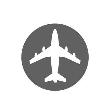Hava düzlemi sembolü ya da simgesi. Hava yolculuğu ya da hava taşımacılığı logosu.