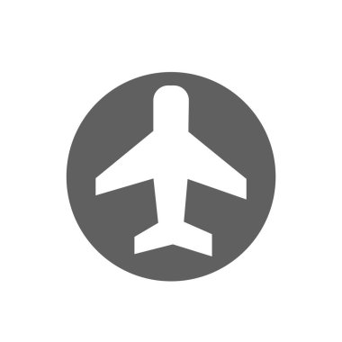 Hava düzlemi sembolü ya da simgesi. Hava yolculuğu ya da hava taşımacılığı logosu.